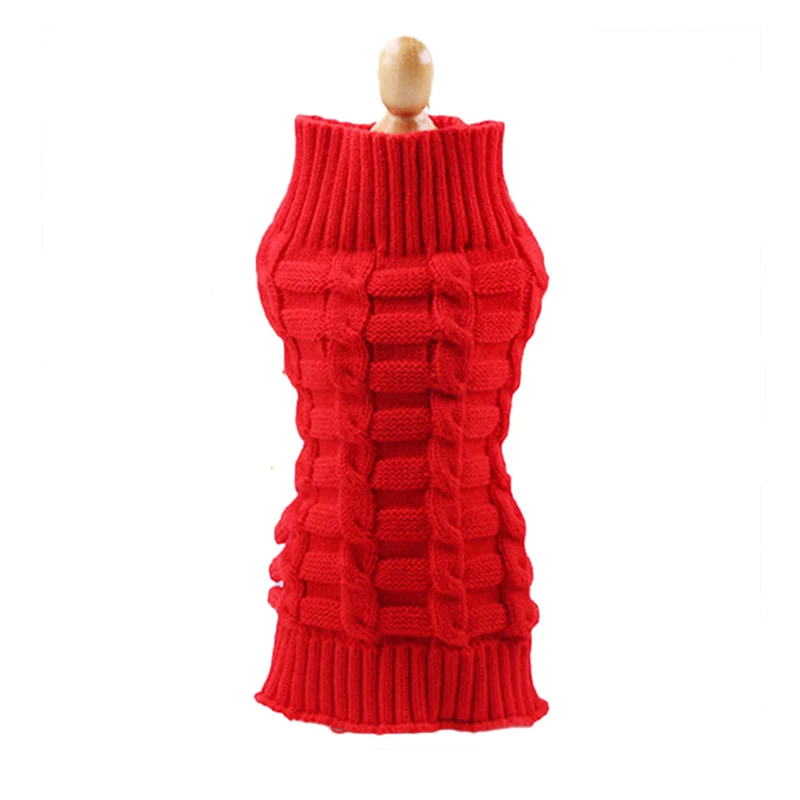 Pawstrip, 8 цветов, вязаная одежда для собак, теплый маленький джемпер для собаки, зимний свитер для собаки, пальто, водолазка, теплый свитер для кошки, одежда, XS-XL - Цвет: Red