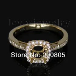 Фантастические можное обручальное кольцо Круглый 6,5 мм с бриллиантом в твердой 14Kt желтое золото установка кольцо WU063