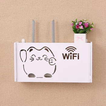 

Wireless Wifi Router Storage Box Wall Shelf Hanging Plug Board Bracket Cable boxes Wood-Plastic Home Decor Box For Router