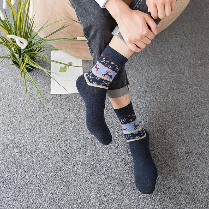 5 пар Высокое качество Для мужчин носки с лого команды теплые шерстяные смеси кашемира Повседневное практичные носки Для мужчин