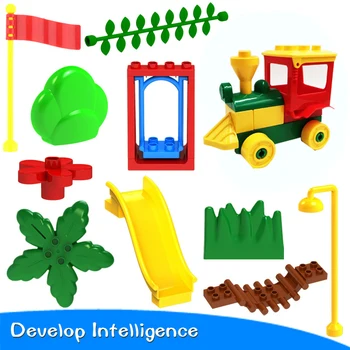 

DIY Big Size Building Blocks Wall Accessories Components Plastic Bricks Compatible Block Toys for Children