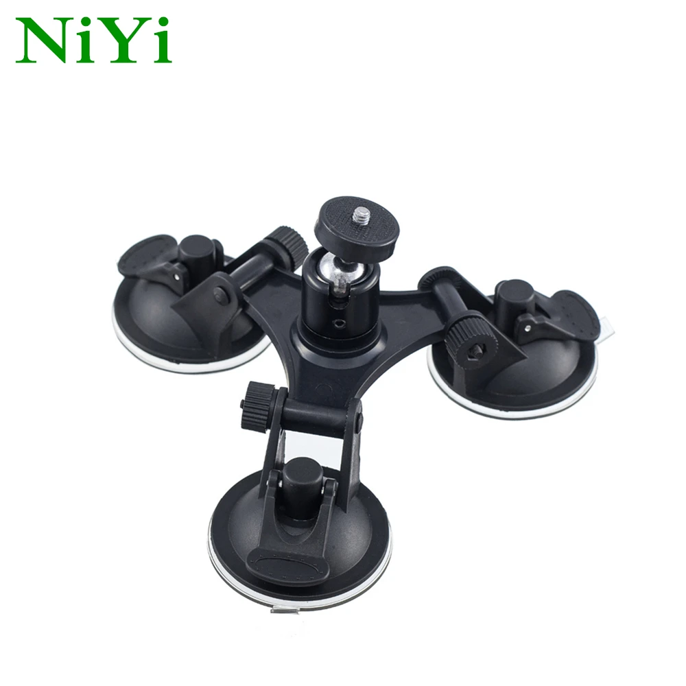 

NiYi 3 Leg Triangle Car Suction Cup Holder with Mini Tripod Head Ball Ballhead Adapter for GoPro 6 5 and SLR camera