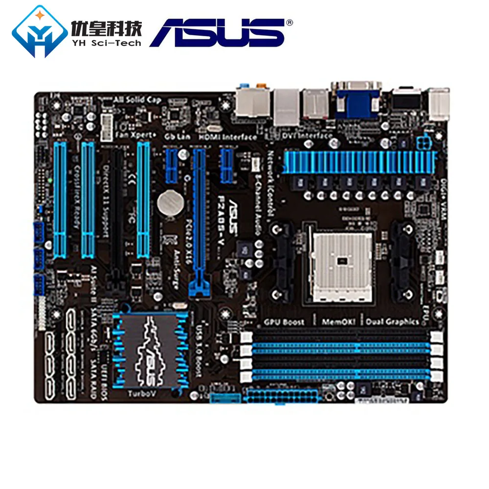 Asus F2A85-V AMD A85X Оригинальное используемое настольное гнездо для материнской платы FM2 AMD A10/A8/A6/A4/Athlon DDR3 64G ATX