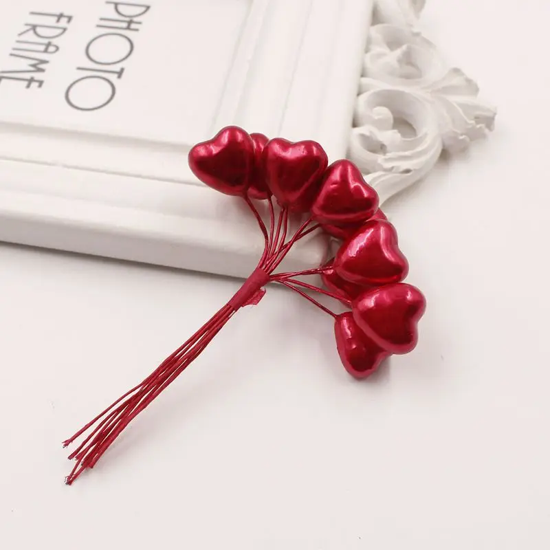 10 сердце пена тычинки Искусственные цветы ручной работы для рождественское свадебное украшение венок - Цвет: red