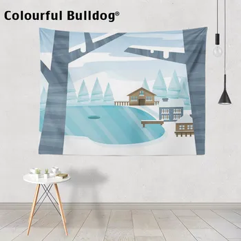 

Dropshipping Tree Branch Tapestries Pine Snow Mountain Yoga Blanket Chair Yellow Moon Beach Towel Chimney Reindeer Home Decorate