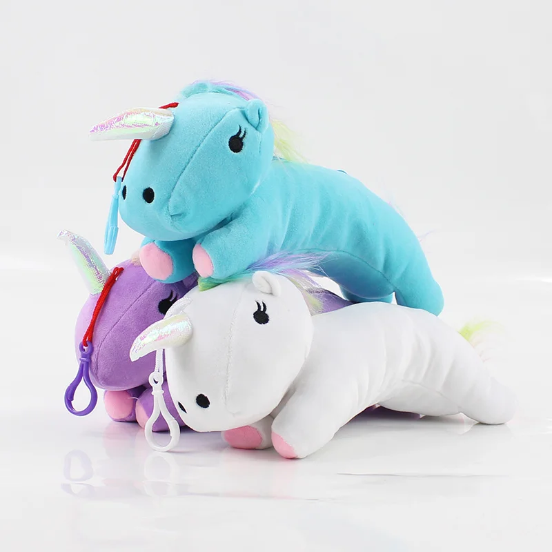 29cm 3 colors Unicorn pencile case plush doll font b toy b font blue purple white