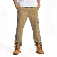 Топ Мода Мульти-карман твердые мужские s брюки карго высокое качество мужские брюки