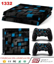 Cool Three dimensional Black and Blue Grid Vinyl Decal For PS4 Skin Sticker for Sony PlayStation