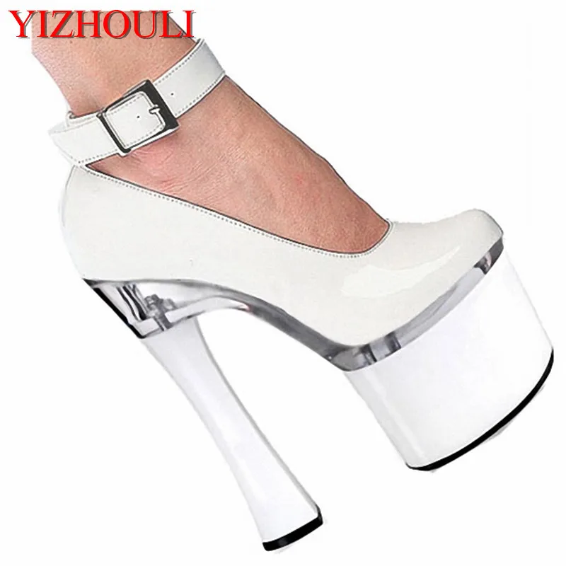 

Spool Heels With Single Shoes Super-Elevation 18CM Women's High-Heeled Shoes Platform Shoes 7 Inch Ankle Strap High-Heeled Shoes