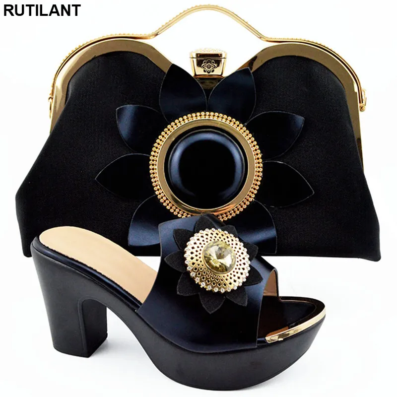 

Italian Matching Shoe and Bag Set for Wedding Nigerian Party Wedding Shoe and Bag Set with Rhinestone Plus Size Shoes Women Heel