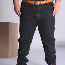 Осенние джинсы большого размера, мужские синие джинсы большого размера, эластичные большие мужские штаны 46, 50, 52