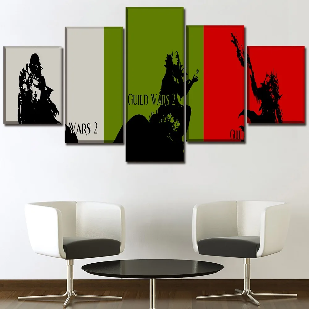 

Canvas Prints Pictures Home Wall Art Decorative One Set 5 Pieces Game Guild Wars 2 Human And Charr Painting Modular Framework