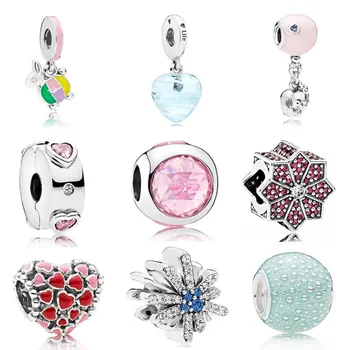 

AIFEILI Personality Bead Pendant Necklace DIY Suitable For Pandora Bracelet Women Jewelry European Charm Pink Purple Rabbit
