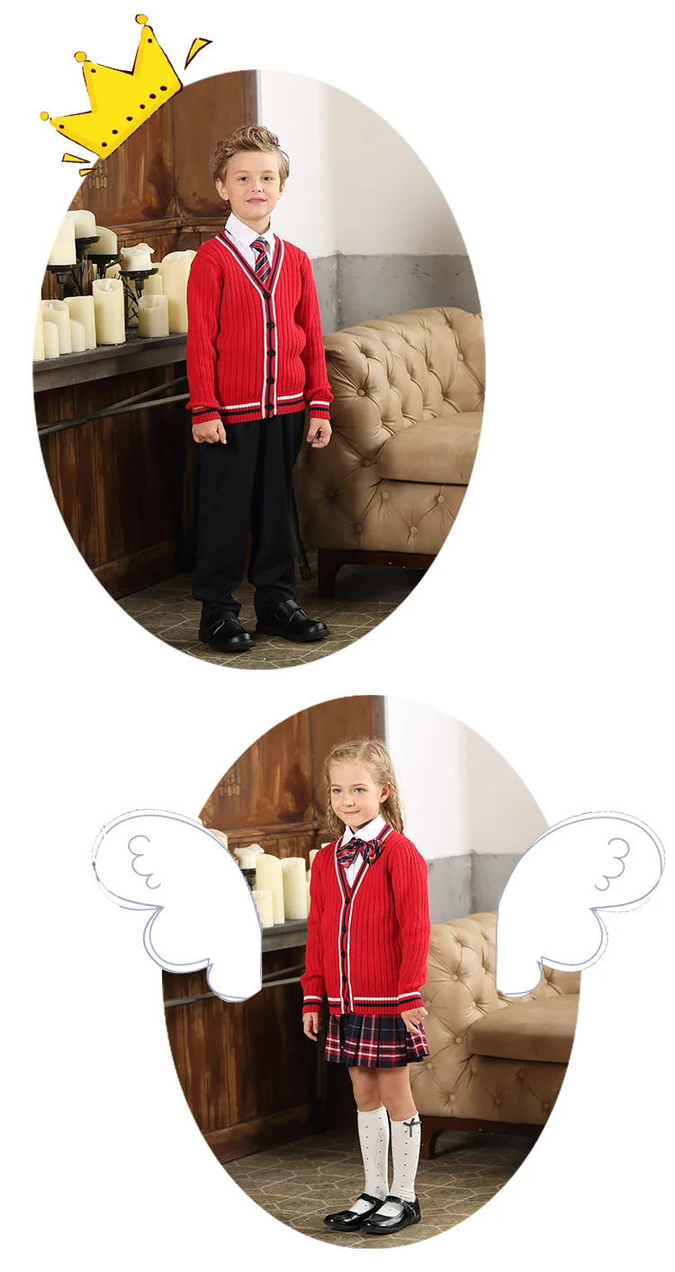 Детская школьная Униформа 3 шт. брюки Свитера рубашка школьная одежда для девочек британский стиль детский сад костюм первичной класса