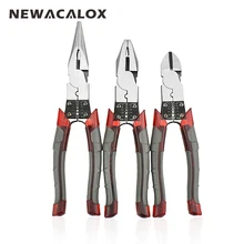 NEWACALOX 8” Professional Tools Multifunction Wire Pliers Set Stripper Crimper Cutter needle nose Nipper Jewelry Tools Diagonal