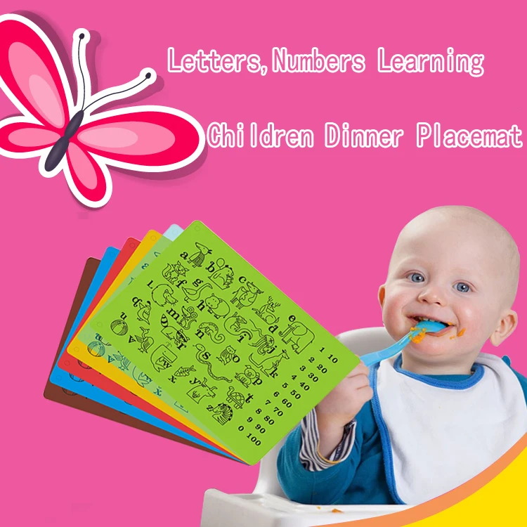 40*30cm Letters Numbers Leanring Baby Placemats Square Dining Tables