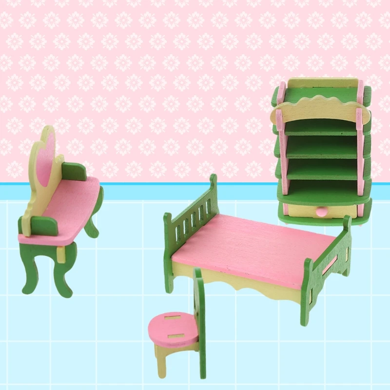 12Styles Kid Wooden Furniture Dolls House Miniature Bath Bed Living Room Children Toy Gift-M15 12Styles Kid Wooden Furniture Dolls House Miniature Bath Bed Living Room Children Toy Gift-M15