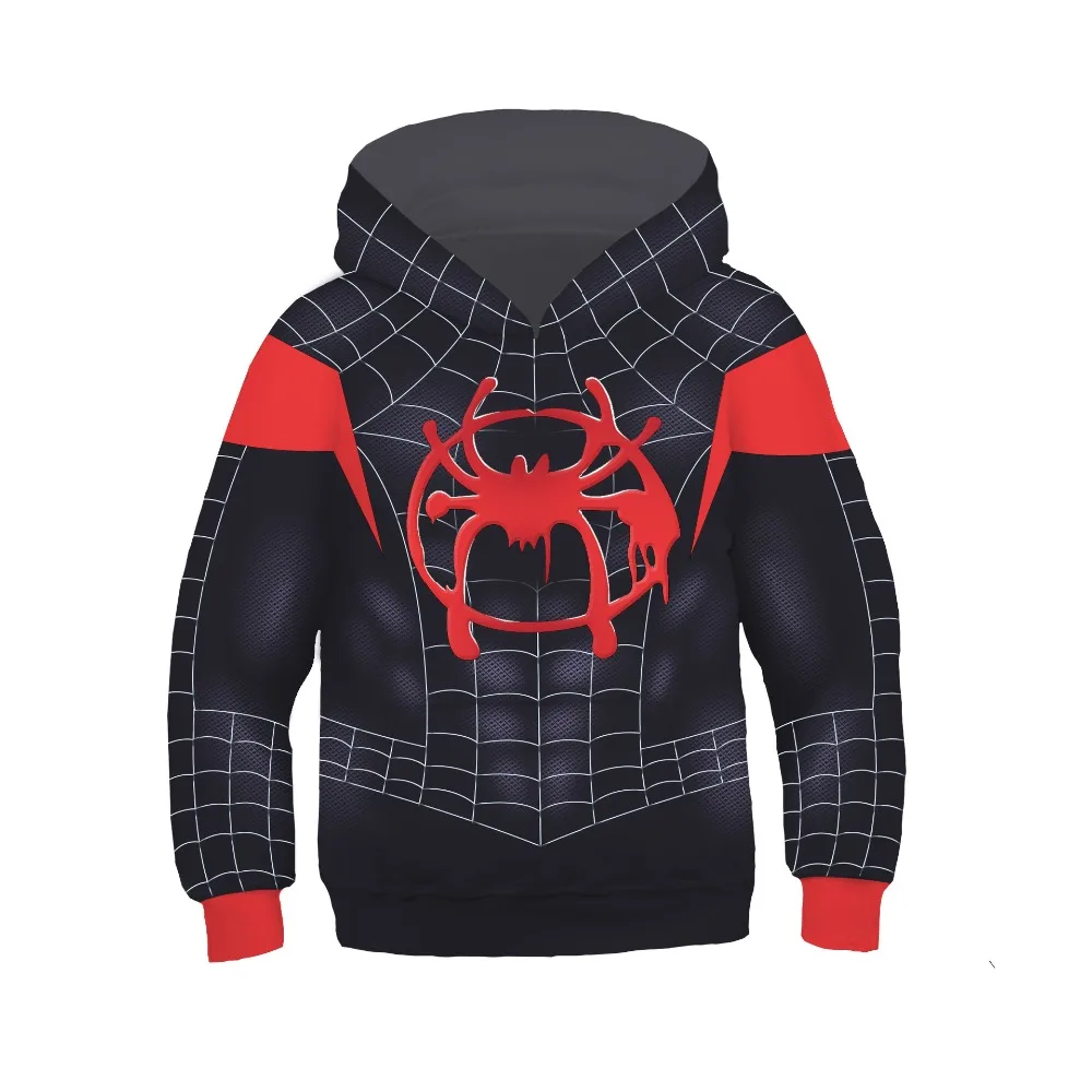 

Kids Hoodies Spider Man Into the Spider Verse Cosplay Fashion Pullover Boys Spider-man Miles Morales Costumes Sweatshirts