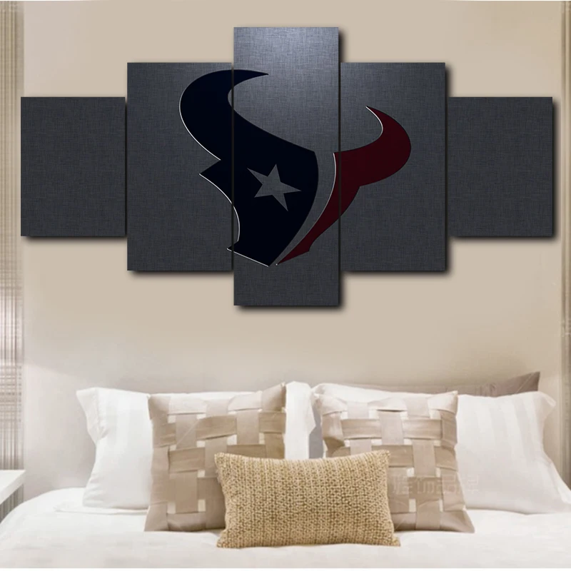 Houston Texans Art Poster Modern 5 Panels Living Room NFL Print Painting Modular Home Decor 