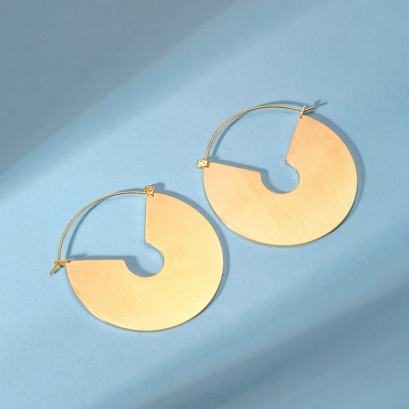 Простой стильный дизайн Нержавеющая сталь Minimalist Hoop Earrings Стиль золото/серебро веерообразные женские серьги, ювелирные украшения челнока