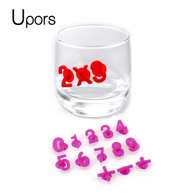 UPORS 14Pcs Wine Marker Creative Food Grade Silicone Digital Glass Cup Label Tag Number Shape | Дом и сад