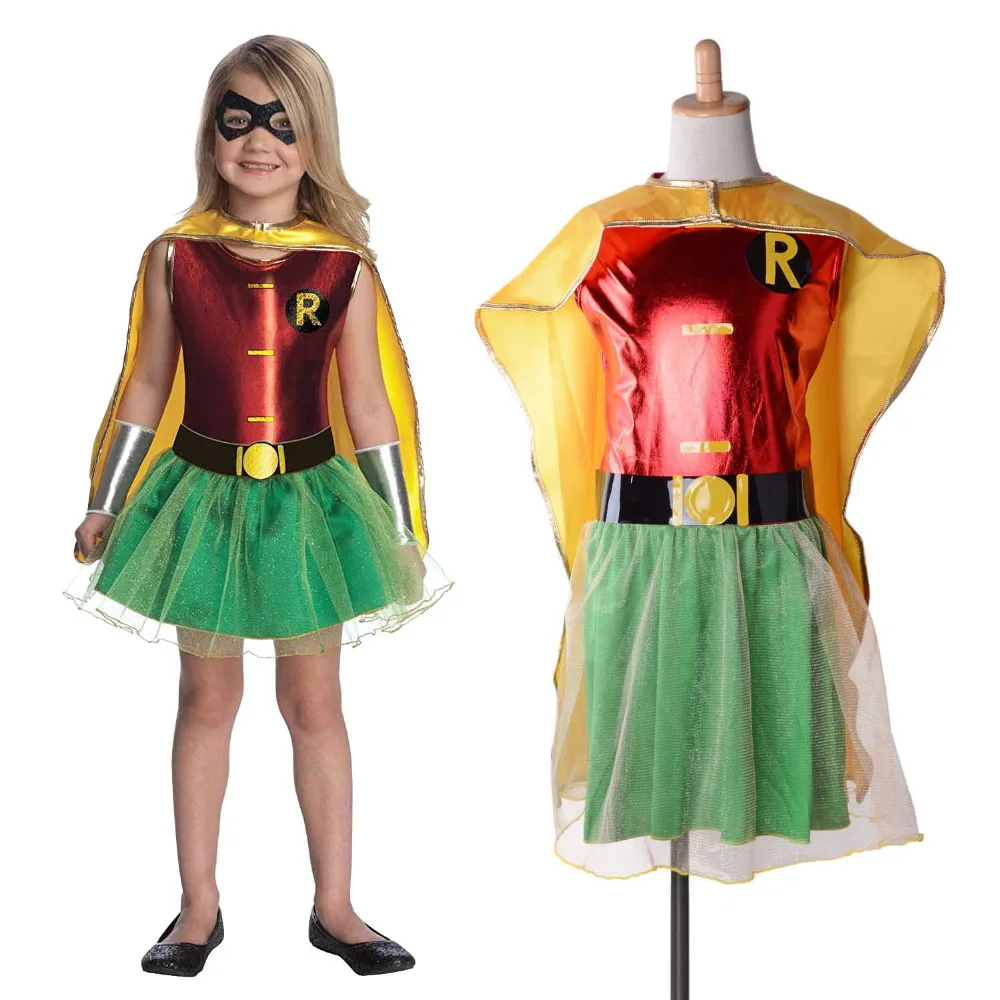 Костюм супергероя для девочек, костюм Чудо-женщины, костюм Бэтгерл Робин, костюм Супергерл DC, костюм супергероя, Детский костюм на Хэллоуин