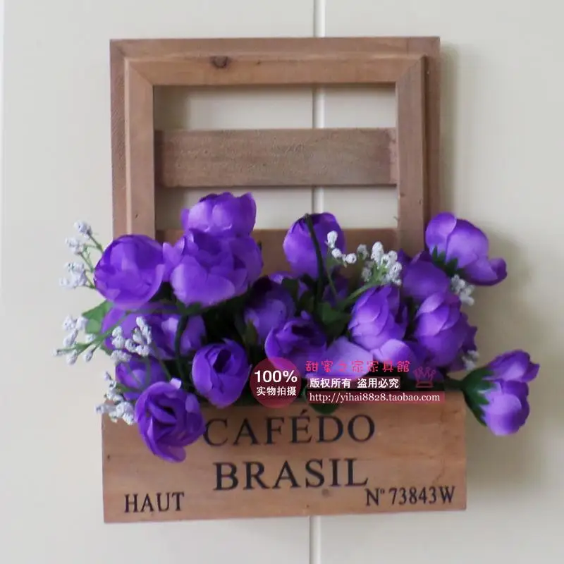 

Japanese-style retro wooden balcony wall showy garden flower indoor plant rack hanging decorative frame
