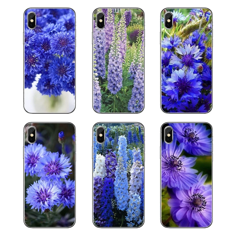 

TPU Transparent Case Cover Blue Cornflowers Butterfly Delphinium For Xiaomi Redmi 4X S2 3S Note 3 4 5 6 6A Por Pocophone F1 Mi 6