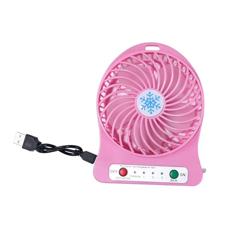 

Mini USB Fan Portable Indoor Outdoor Desk Computer Cooling Fan 3 Levels 4 Blades LED Light Emergency Flashlight USB Rechargeable
