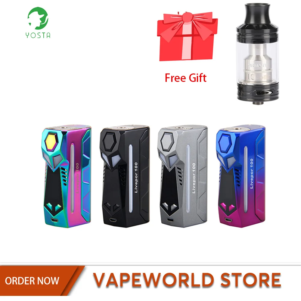 Оригинал 100 W yosta livepor Box MOD No 18650 с 0 01 s быстрая скорость 96-дюймовый цветной дисплей