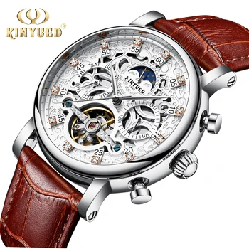 

KINYUED Top Brand Luxury Mechanical Watches Automatic Winding Tourbillon Moon Phase Fashion Casual Men Military Clock Wristwatch