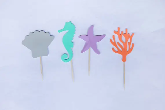 

beach sea life Silhouette Cupcake Toppers Party Picks baby shower wedding birthday toothpicks free shipping
