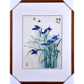 

Suzhou embroidery 4 silk exquisite silk butterfly orchid pure hand embroidery porch bedroom decoration painting