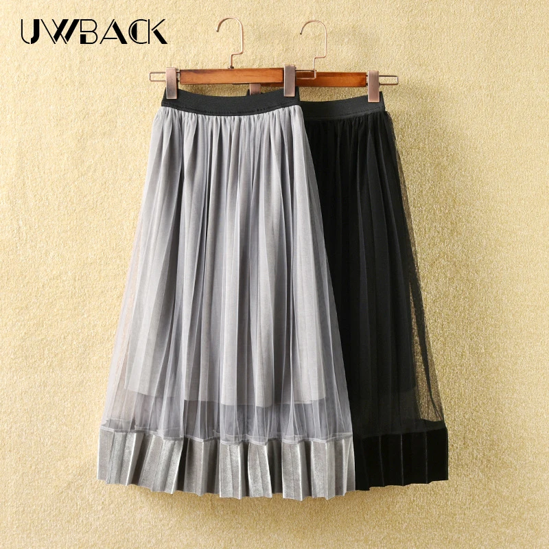 

2019 New Brand Fashion Designer Sexy Style Pleated Skirt Women Sexy Mesh Chiffon Long Skirt High Quality Nice designs DB144