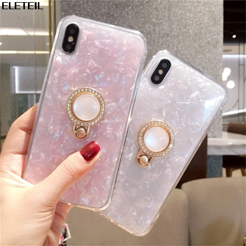 

Soft TPU Glitter Epoxy Phone Case For iPhone X Shell Pattern Cases For iPhone XR XS Max 7 8 6 6S Plus Cover with Ring Holder A30