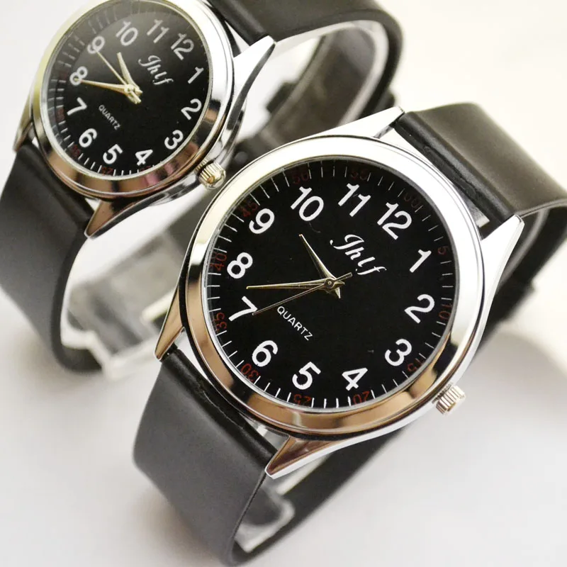 

New fashion simplified Korean version genuine leather belt couple quartz watch male and female student digital women men clock