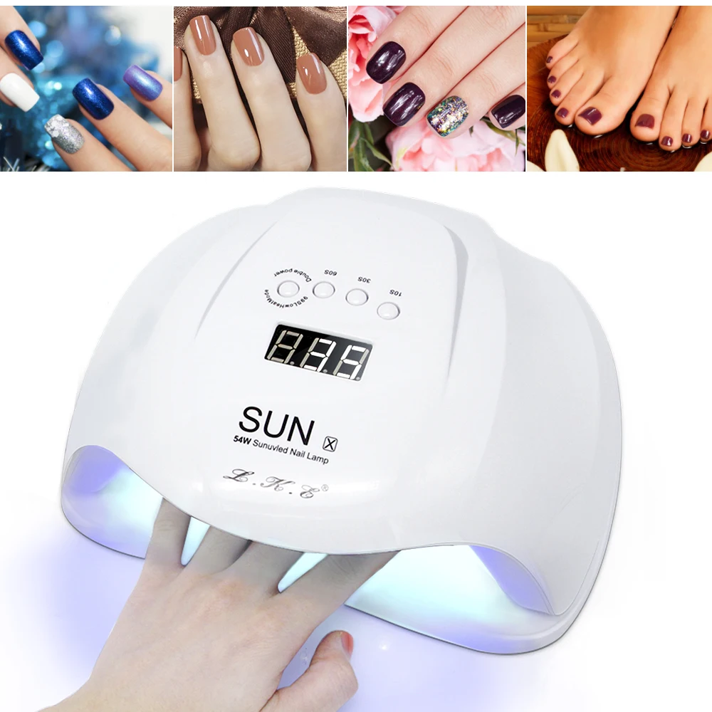 LKE 48 Вт Светодиодная УФ-лампа для ногтей для маникюра SUN X Сушилка для ногтей ЖК-дисплей умная сенсорная кнопка все гели лак УФ светодиодный лед лампа для ногтей