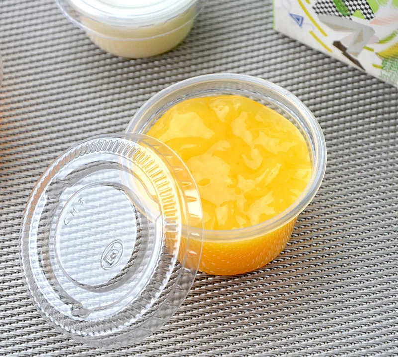100 Pcs Pudding Cup Disposable Plastic Cup Lid Jelly Bowl Dessert Small