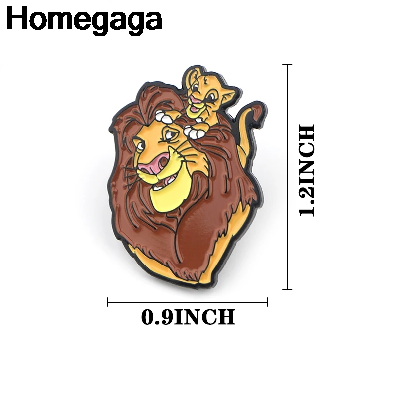 Homegaga Король Лев мультфильм Металл цинк эмаль булавки трендовые медаль рюкзак рубашка одежда сумка броши значки для мужчин и женщин D2203