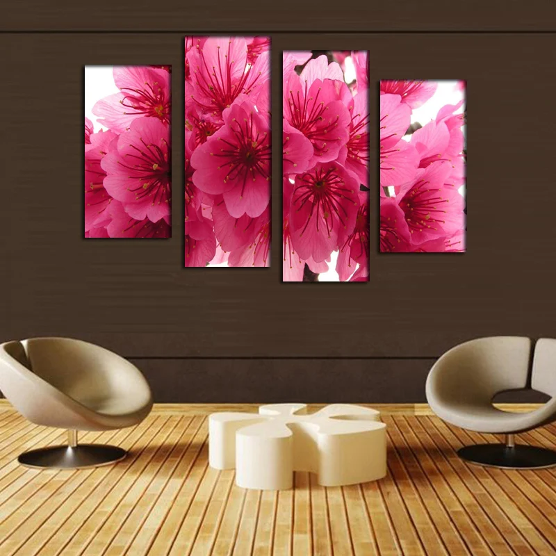 HOT Sale Pink Flower Canvas Painting Pictures On The Wall Print
