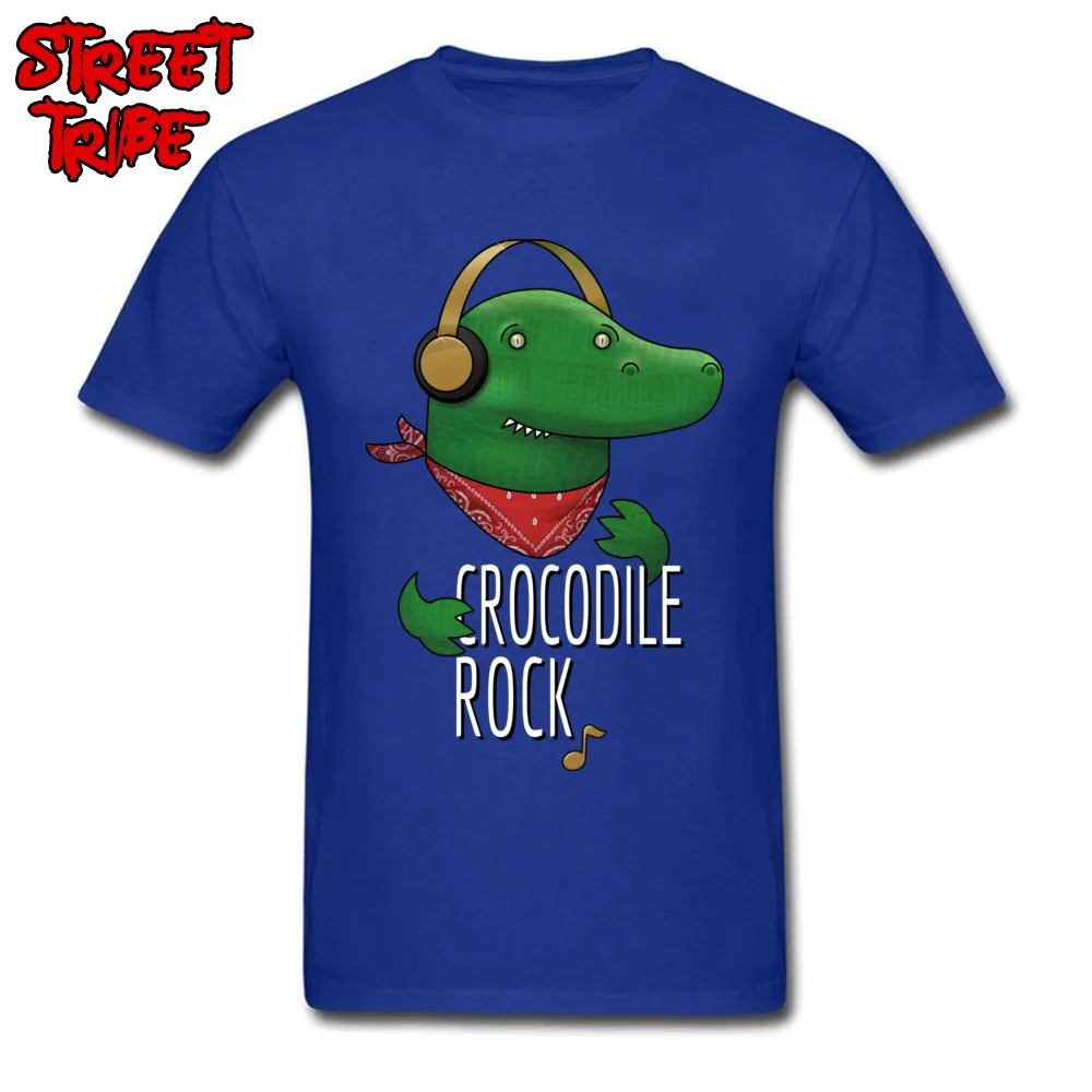 Crocodile rock Casual T-shirts for Men 100% Cotton Summer Autumn Tops Shirts Casual Tee-Shirt Short Sleeve Brand New Round Neck Crocodile rock blue