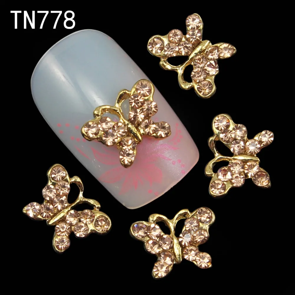 Buy 10pcs Glitter Butterfly Rhinestones 3d Nail Art