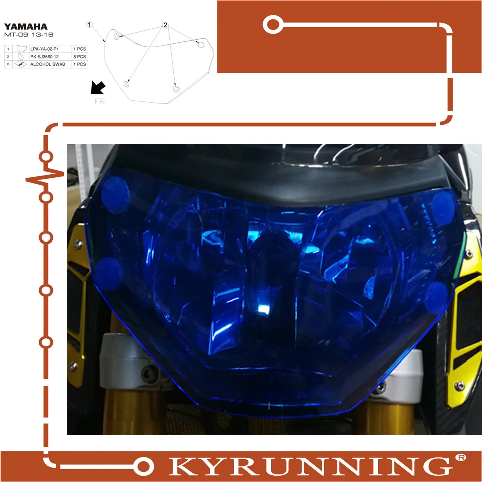 

Teng Worship FOR YAMAHA MT09 FZ09 13-16 MT07 MT 07 2019 motorcycle Headlight Protector Cover Shield Screen Lens