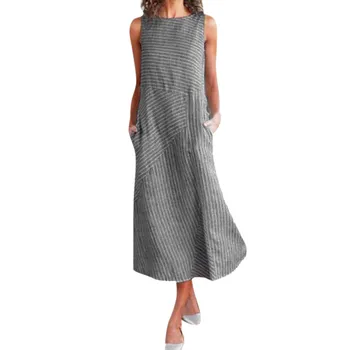 

Women Summer Dress Boho Summer Prints Button Pockets Sleeveless Dress Party Maxi Dresses Casual Beach Sundress Vestidos Verano