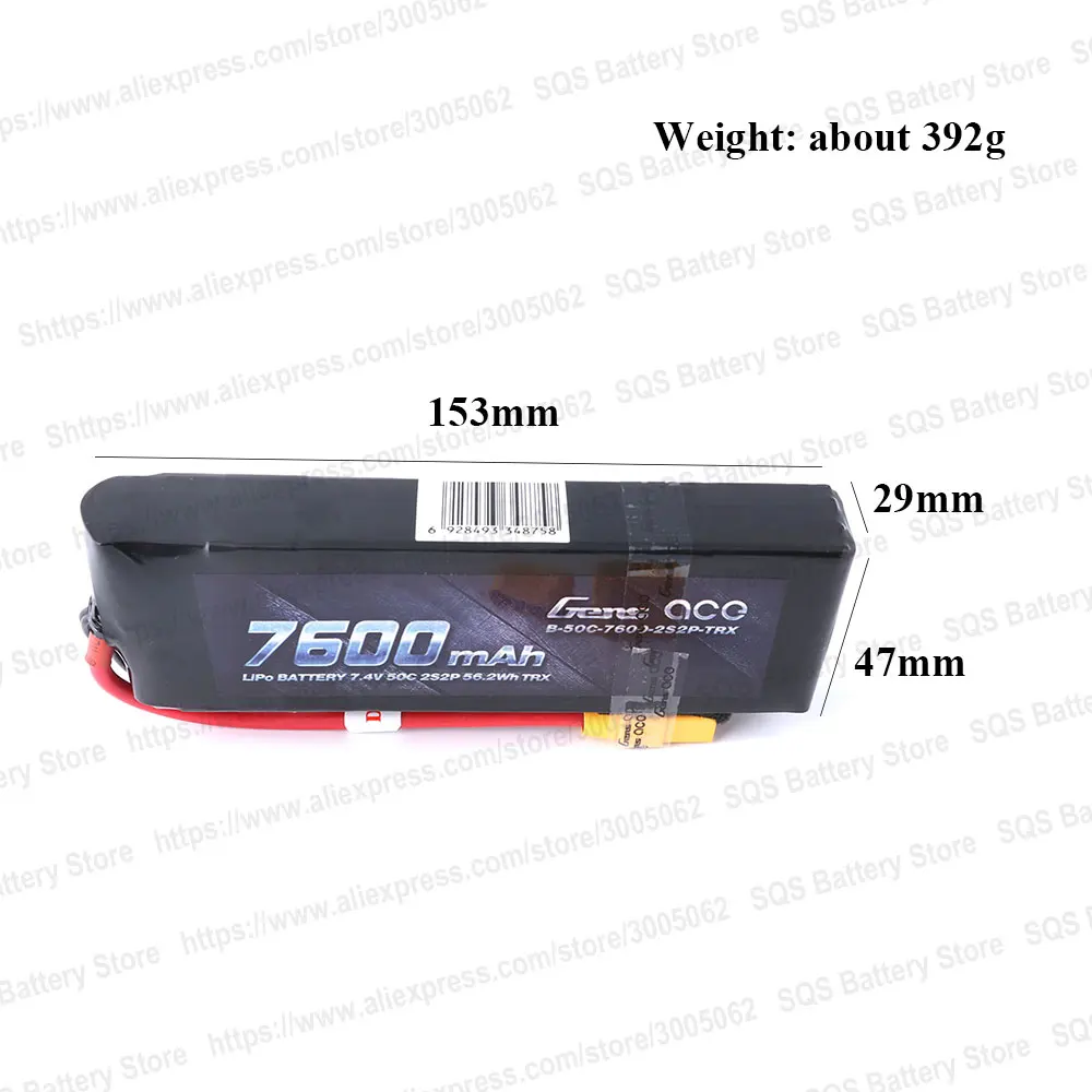 Gens ace 2S Lipo Аккумулятор 7,4 V 7600mAh RC автомобильный аккумулятор для Traxxas 50C с TRX вилкой батарея для RC TRXXAS REVO 1/10 1/8 автомобиля