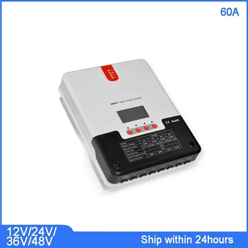 

New MPPT 60A LCD Display Solar Charge Controller 12V 24V 36V 48V Auto Solar PV Battery Charge Regulator with RS232 RS485 Port