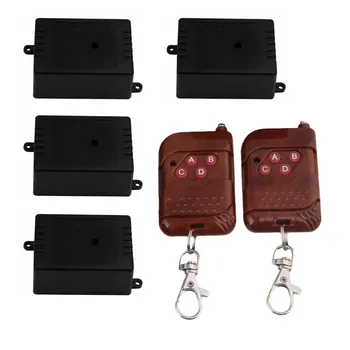 

433MHz 6V Brown Remote Control Switch W/ ABCD Keys 4Receiver Door Opener