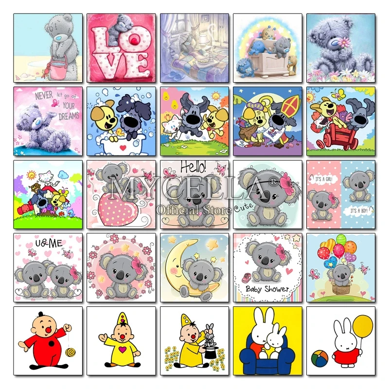 

Full 5D DIY Diamond Painting Cartoon Woezel Pip Diamond Embroidery Nijntje Bumba Cross Stitch Mosaic Koala Rhinestone Home Decor