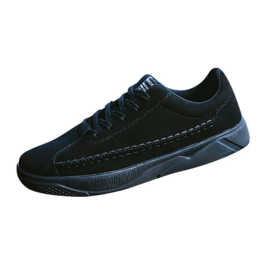CHAMSGEND/Мужская замшевая обувь на шнуровке; повседневная спортивная обувь; дышащая удобная модная прогулочная обувь - Цвет: Черный