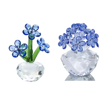 

H&D 2 Style Crystal Forget-Me-Not Flowers Figurine Collectible Gift Glass Unfading Bouquet Sculpture Ornament Home Wedding Decor